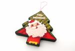 2-Sided Mixed Media Vintage Holiday Art Santa Christmas Tree Ornament