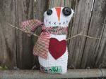 Happy Vintage Chenille Snowman Art Doll – Red Heart