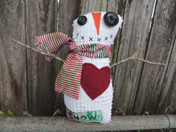 Happy Vintage Chenille Snowman Art Doll – Red Heart picture