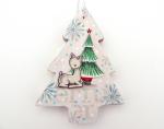 2-Sided Mixed Media Vintage Holiday Art Reindeer Christmas Tree Ornament