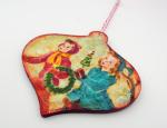 2-Sided Mixed Media Vintage Holiday Art Children Christmas Tree Ornament