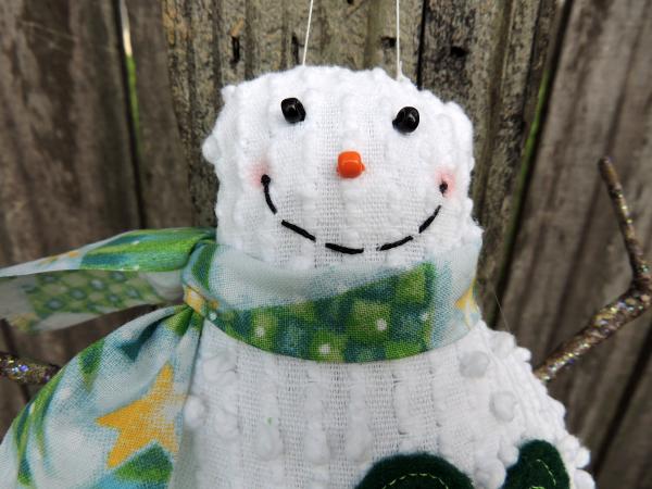Happy Vintage Chenille Snowman Ornament – Tree Scarf picture