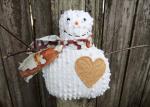 Happy Vintage Chenille Snowman Ornament – Embossed Heart