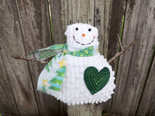 Happy Vintage Chenille Snowman Ornament – Tree Scarf picture