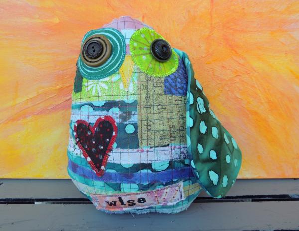 SOLD - CUSTOM ORDER 2-Sided Hand Printed & Dyed Fabric BIRD Mixed Media Art Doll picture