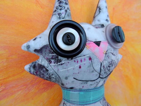 2-Sided Hand Printed & Dyed Fabric Cat Art Doll, One-of-a-kind Mixed Media Art Doll - PRETTY picture