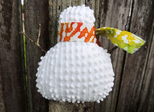 Happy Vintage Chenille Snowman Ornament – Orange Scarf picture