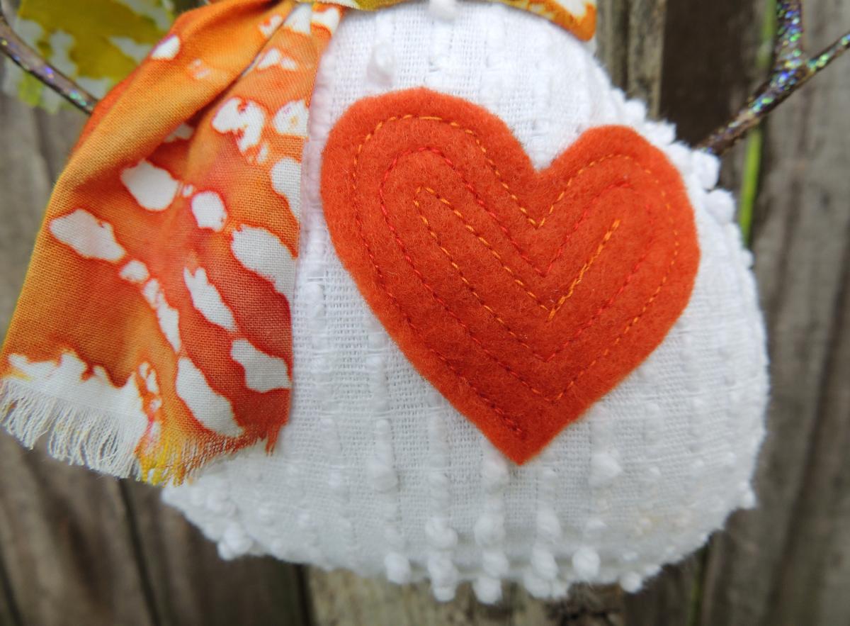 Happy Vintage Chenille Snowman Ornament – Orange Scarf picture