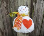 Happy Vintage Chenille Snowman Ornament – Orange Scarf