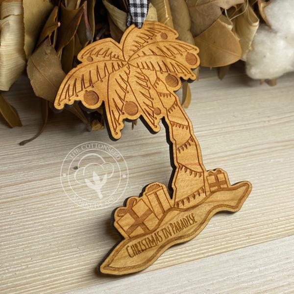 Palm Tree Wooden Christmas Ornament picture