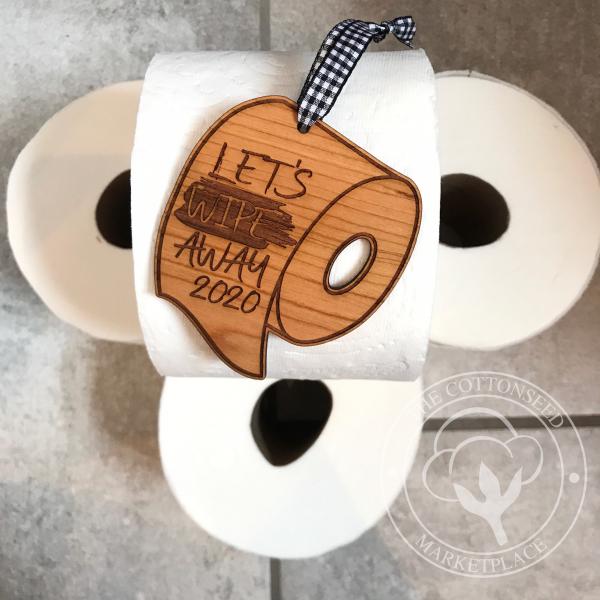 2020 Quarantine Toilet Paper Roll Wooden Christmas Ornament picture