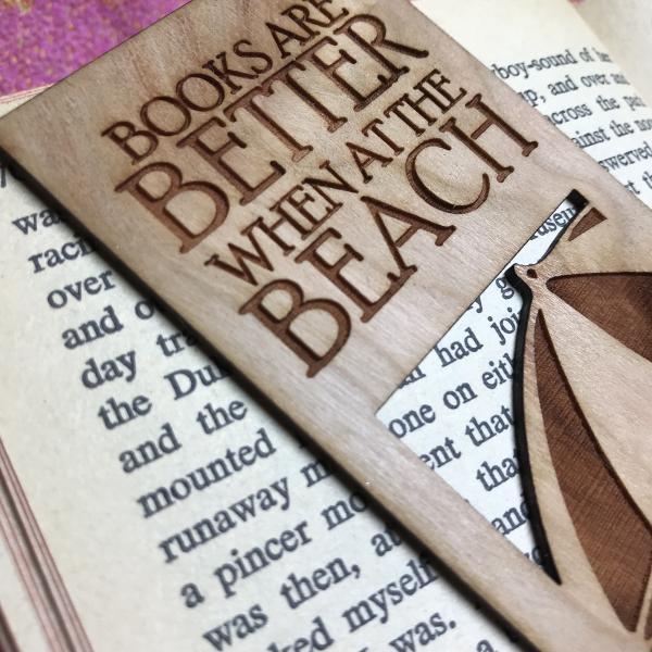 "Books are Better at the Beach" Wooden Bookmark picture