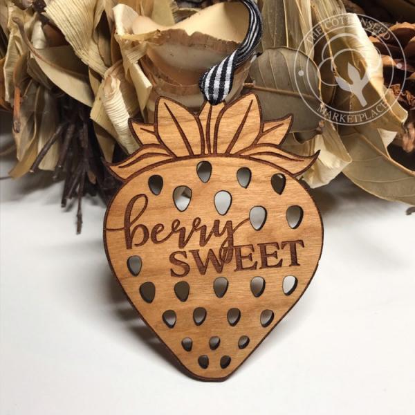 Berry Sweet Strawberry Wooden Christmas Ornament picture