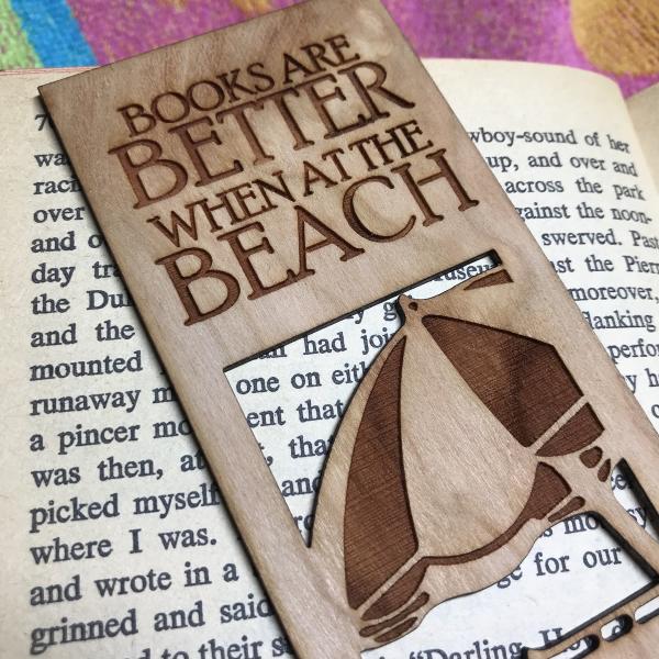 "Books are Better at the Beach" Wooden Bookmark picture