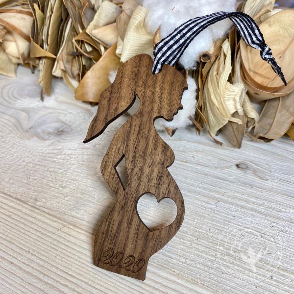 Baby Bump Pregnancy Wooden Christmas Ornament picture