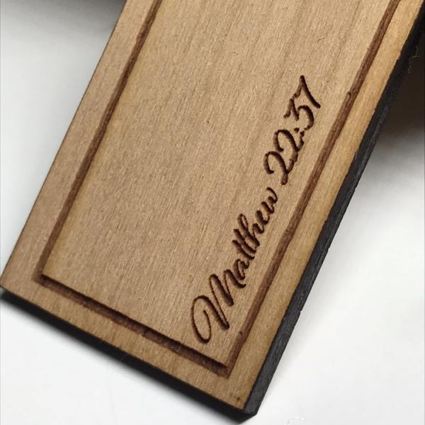 Religious Cross "Love the Lord" Matthew 22:37 Wooden Christmas Ornament picture