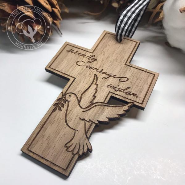 Serenity Prayer Wooden Christmas Ornament