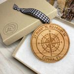 Compass City Coordinates Wooden Christmas Ornament