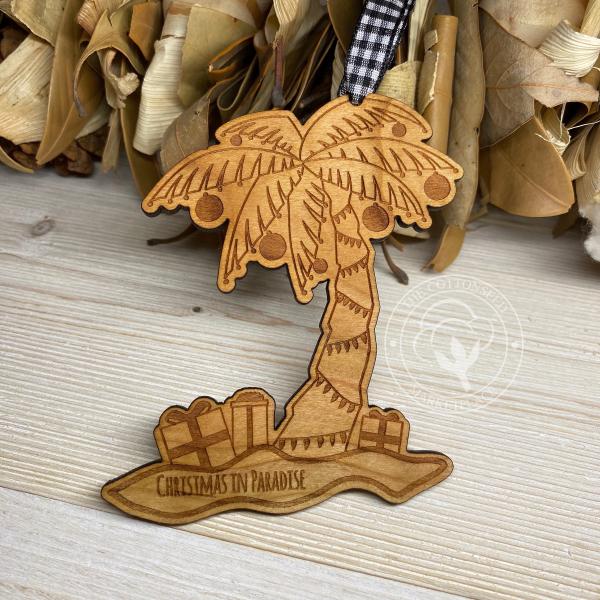 Palm Tree Wooden Christmas Ornament picture