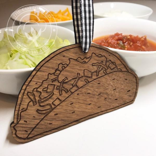 Taco Wooden Christmas Ornament