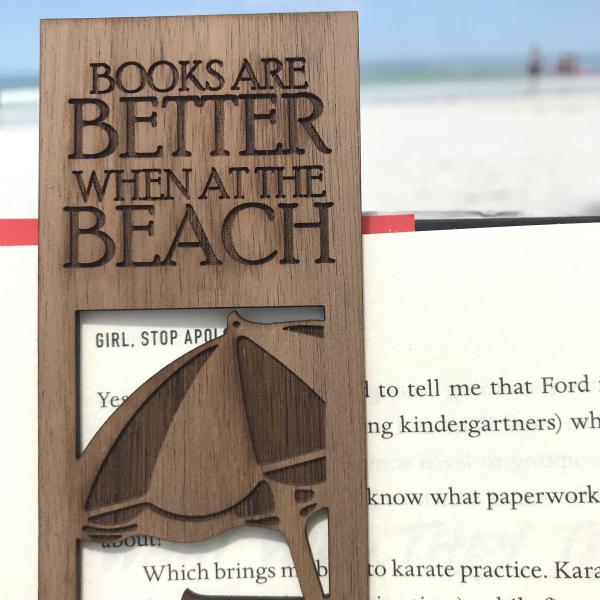 "Books are Better at the Beach" Wooden Bookmark picture