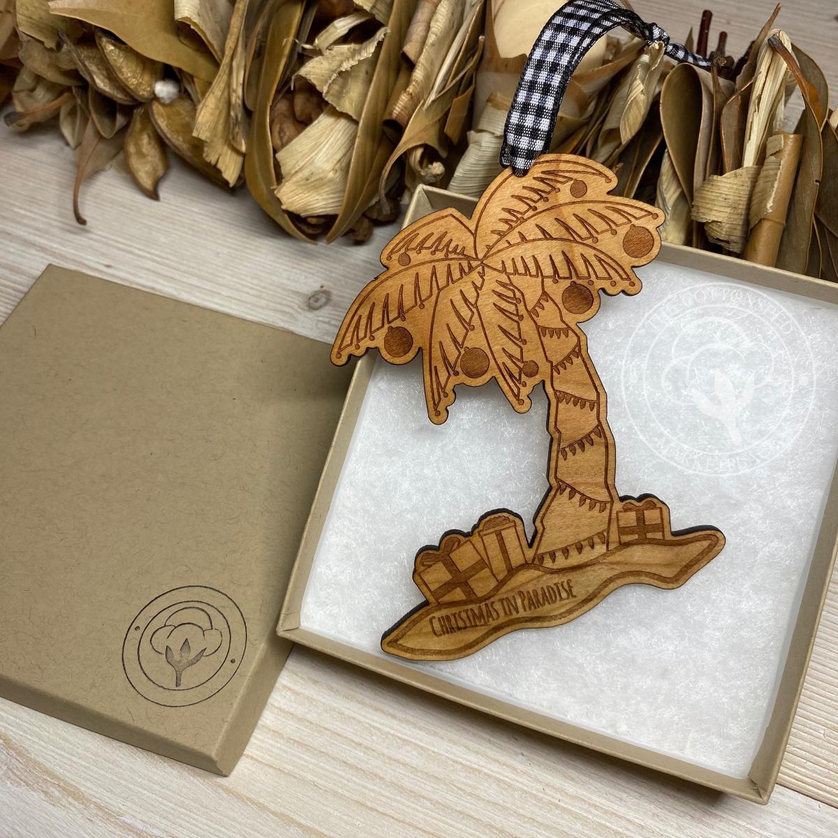 Palm Tree Wooden Christmas Ornament picture