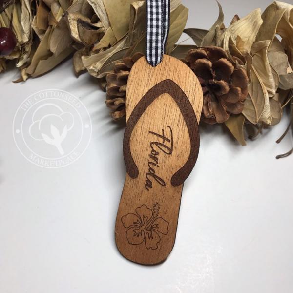 Florida Flip Flop Wooden Christmas Ornament picture