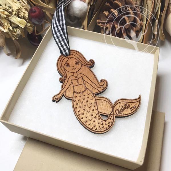 Mermaid Wooden Christmas Ornament picture