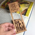 "Rather Be Fishing" Wooden Bookmark