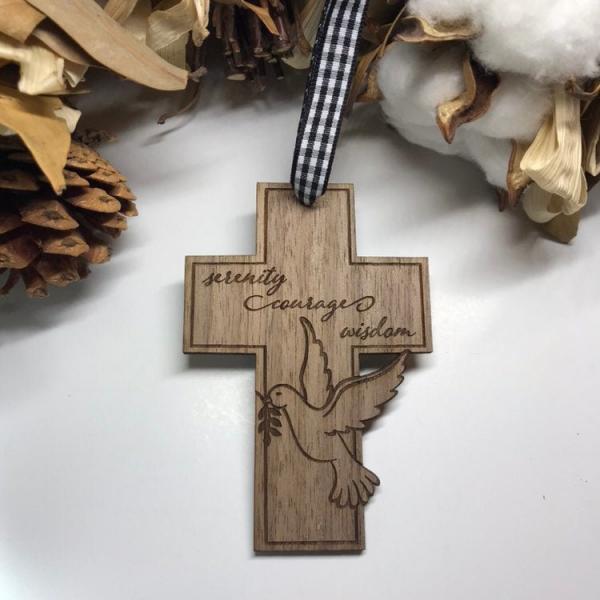 Serenity Prayer Wooden Christmas Ornament picture