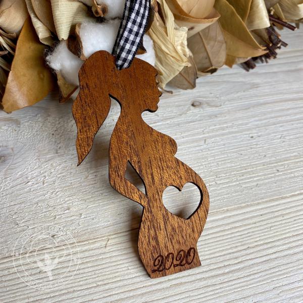 Baby Bump Pregnancy Wooden Christmas Ornament picture