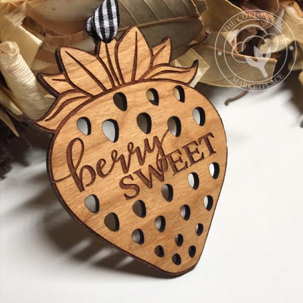 Berry Sweet Strawberry Wooden Christmas Ornament