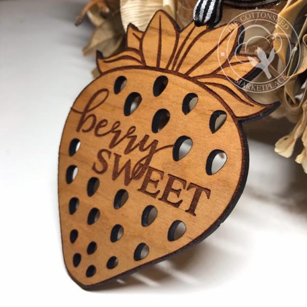 Berry Sweet Strawberry Wooden Christmas Ornament picture