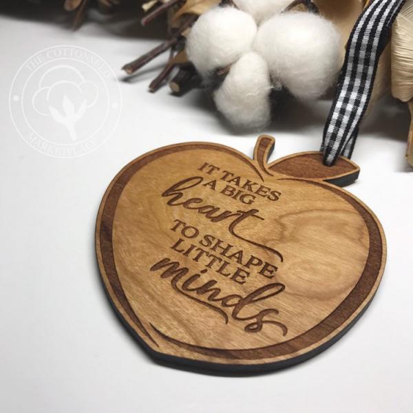 Teacher Apple Wooden Christmas Ornament picture