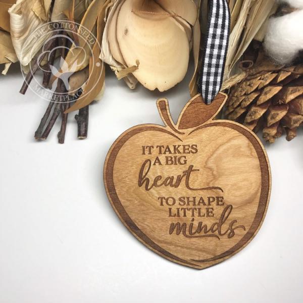 Teacher Apple Wooden Christmas Ornament picture