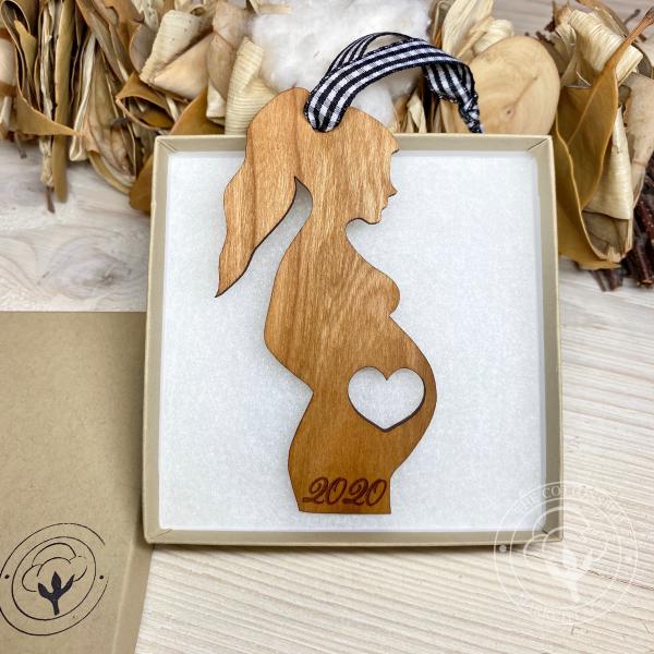 Baby Bump Pregnancy Wooden Christmas Ornament picture