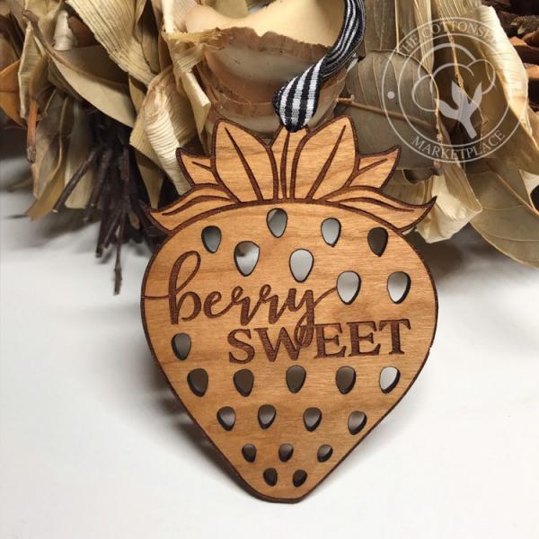 Berry Sweet Strawberry Wooden Christmas Ornament picture
