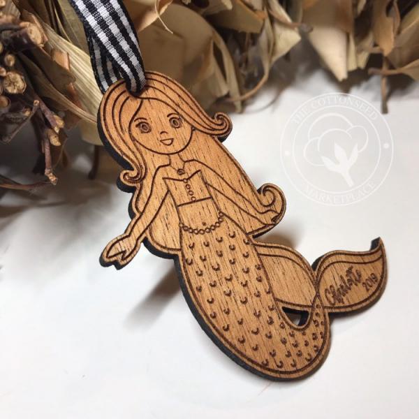 Mermaid Wooden Christmas Ornament