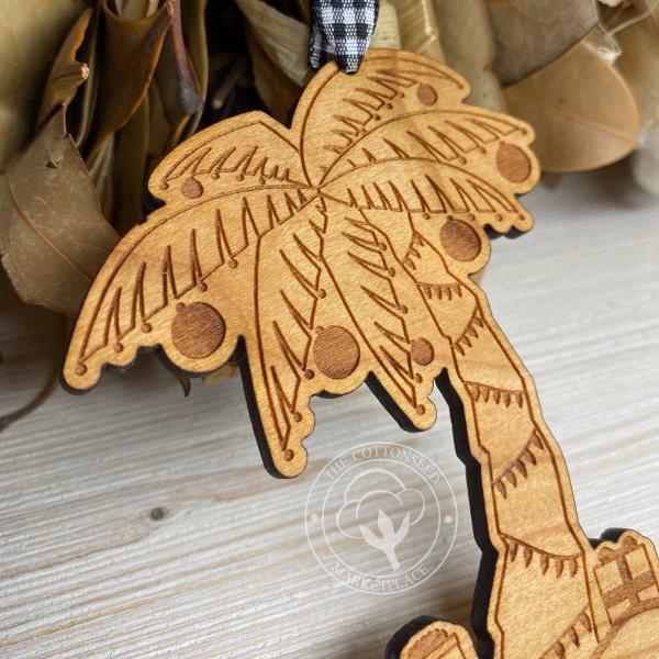 Palm Tree Wooden Christmas Ornament picture