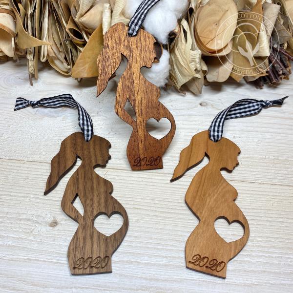 Baby Bump Pregnancy Wooden Christmas Ornament picture