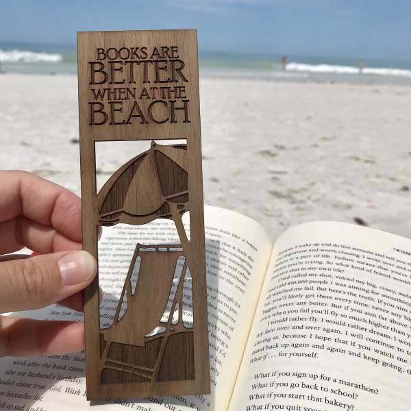 "Books are Better at the Beach" Wooden Bookmark picture