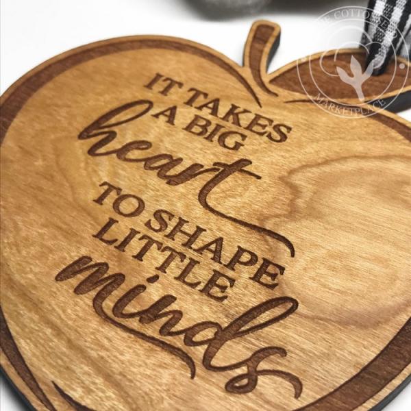 Teacher Apple Wooden Christmas Ornament picture