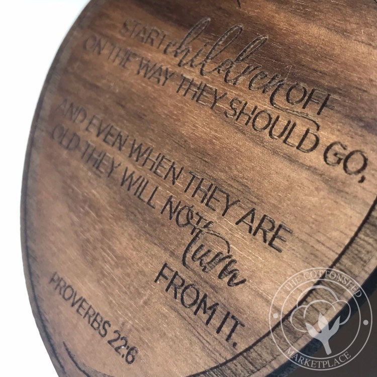 Religious Teacher Apple Proverbs 22:6 Wooden Christmas Ornament picture