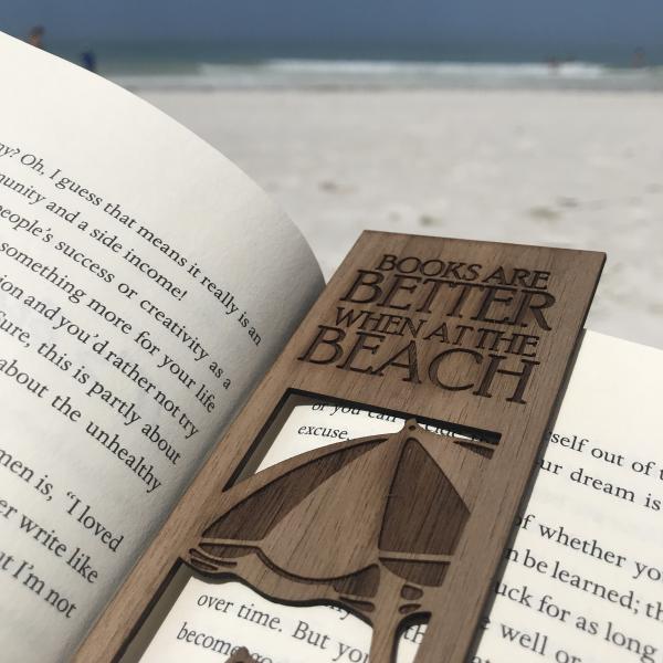 "Books are Better at the Beach" Wooden Bookmark picture