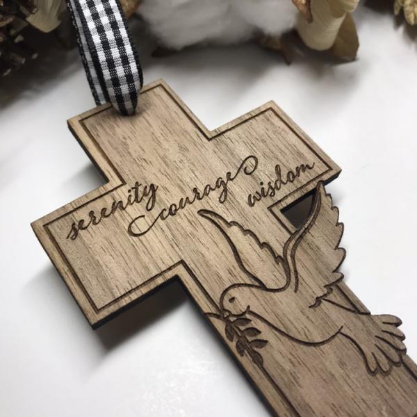 Serenity Prayer Wooden Christmas Ornament picture