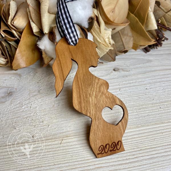 Baby Bump Pregnancy Wooden Christmas Ornament picture