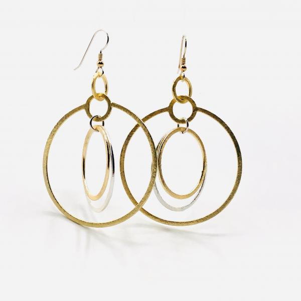 Modern gold/silver infinity circle hoop earrings, sterling silver ear wires. Gorgeous textures, bold, sexy & lightweight. By DianaHDesigns picture