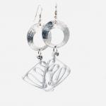 Cosmic geometric fun! Silver aluminum statement earrings by DianaHDesigns. Handmade, contemporary, geometric and lightweight! Only pair!