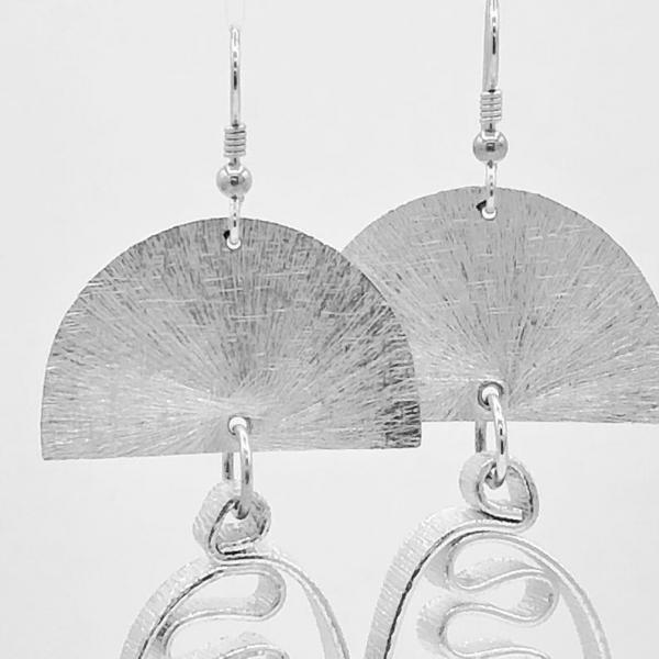 Bold silver aluminum statement earrings by DianaHDesigns. Handmade, contemporary, geometric, lightweight and graceful! One-of-a-kind pair! picture