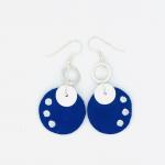 Modern, bold Blue Suede leather earrings. Hand painted, geometric, contemporary design with sterling silver ear wires. By DianaHDesigns!